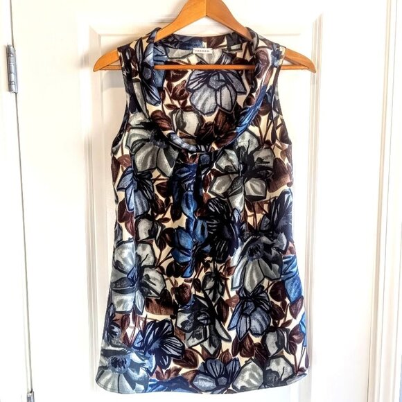 P.A.R.O.S.H. Italian Floral Silk Cowl Neck Sleeveless Top - Picture 1 of 5